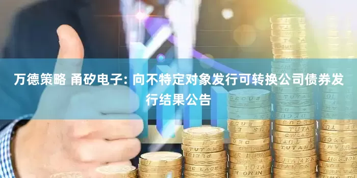 万德策略 甬矽电子: 向不特定对象发行可转换公司债券发行结果公告